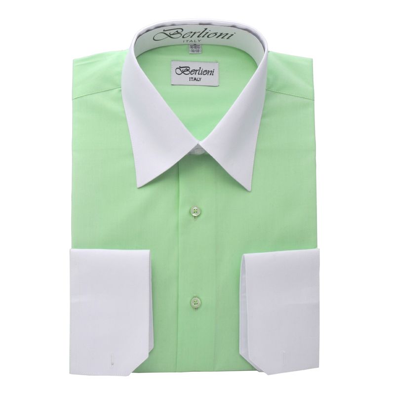 Two-Tone Dress Shirt | N526 | Lime Berlioni Shirts Two-Tone Dress Shirt | N526 | Lime Berlioni Shirts