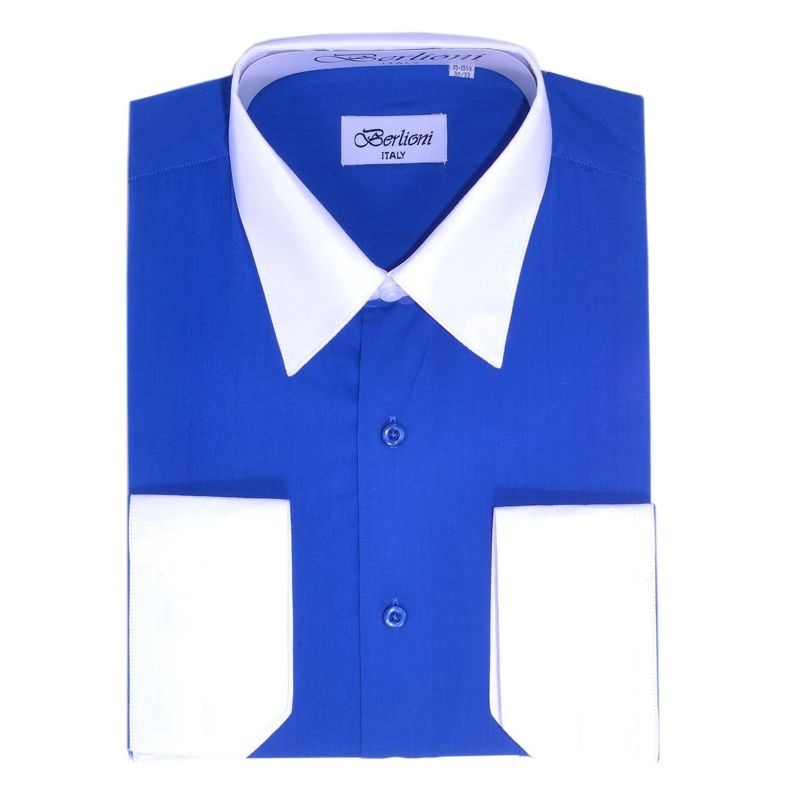 Two-Tone Dress Shirt | N533 | Royal Blue M (15-15 1/2) 34/35 Two-Tone Dress Shirt | N533 | Royal Blue M (15-15 1/2) 34/35