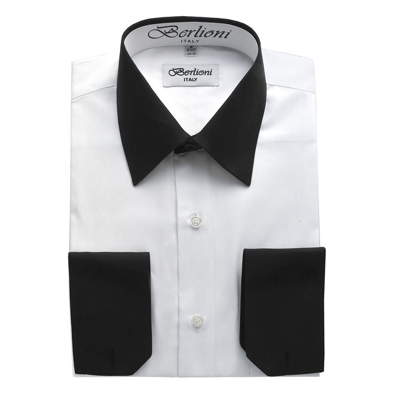 Two-Tone Dress Shirt | N501 | White Black M (15-15 1/2) 32/33 Two-Tone Dress Shirt | N501 | White Black M (15-15 1/2) 32/33