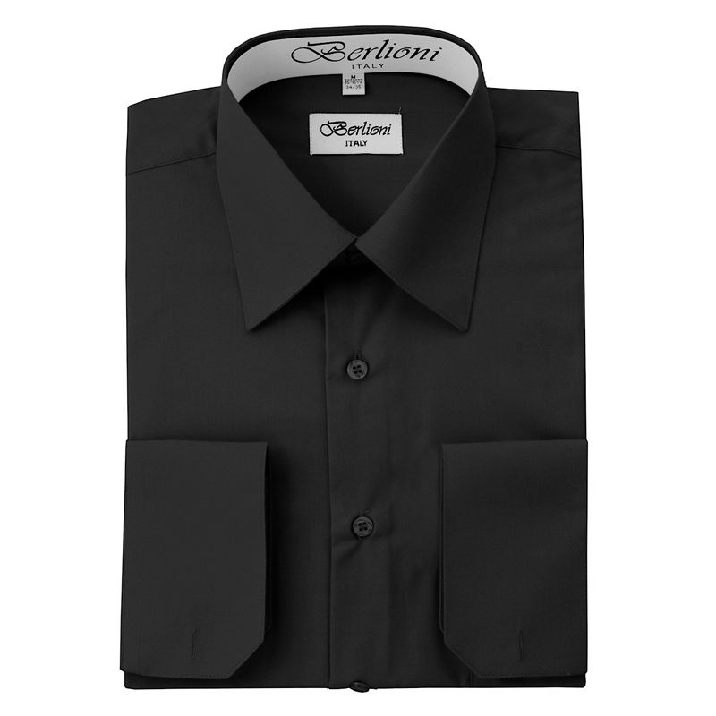 french cuff dress shirts amazon Dress Shirt Men's French Convertible Cuff – Black 5XL9 21