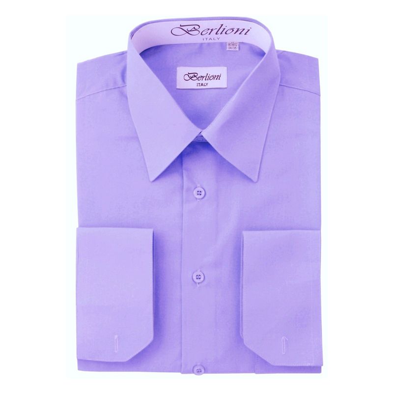 Dress Shirt Men's French Convertible Cuff 2XL7 18 - 18.5 Sleeve 36/37 Lilac Dress Shirt Men's French Convertible Cuff 2XL7 18 - 18.5 Sleeve 36/37 Lilac