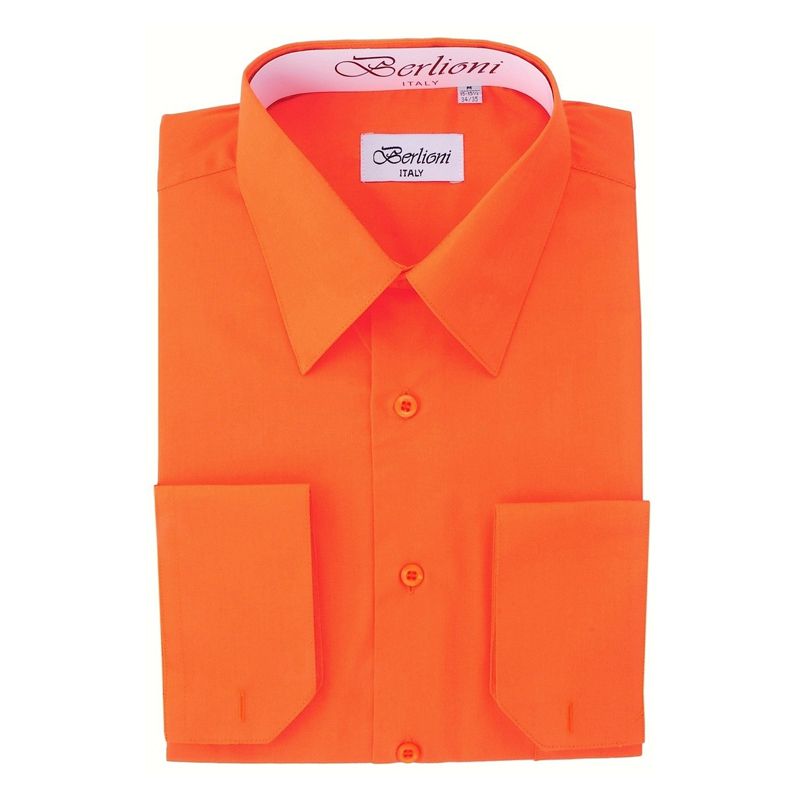 mens orange button down dress shirt Dress Shirt Men's French Convertible Cuff Orange 2XL7 18