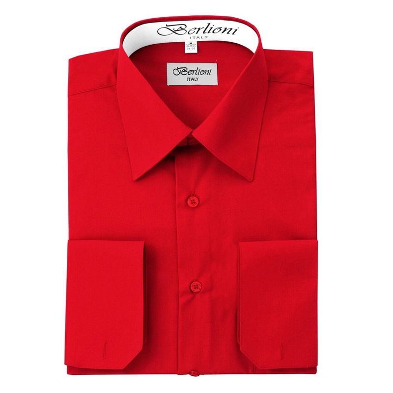 Dress Shirt Men's French Convertible Cuff Red XL3 17-17.5 Sleeve32/33