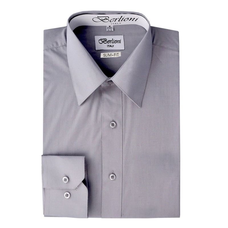 slim fit dress slacks St. Patrick French Cuff Dress Shirt-Silver main image 0