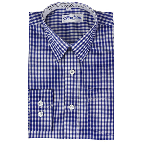 Boy's Checkered Dress Shirt | N°AW-1087-3 | Royal Blue