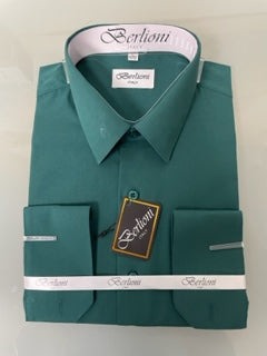 French Convertible Shirt | N219 | Hunter Green Berlioni Shirts French Convertible Shirt | N219 | Hunter Green Berlioni Shirts