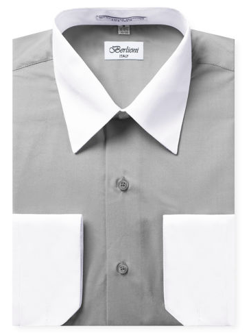 Two Tone Dress Shirt N 520 Light Grey Berlioni Shirts