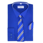 Boy's Dress Shirt/Necktie/Hanky | N°733 | Royal