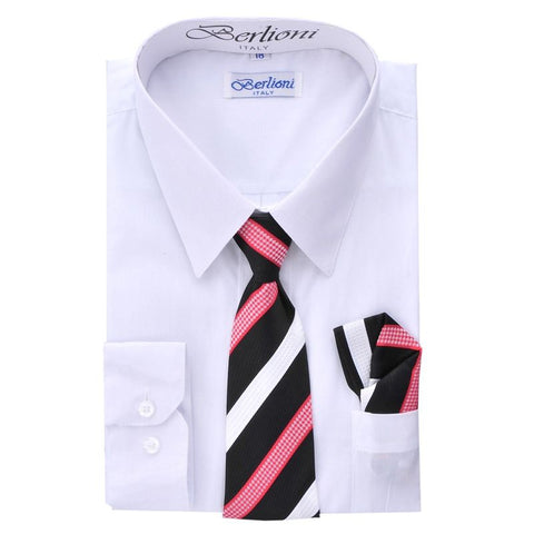Boy's Dress Shirt/Necktie/Hanky | N°701 | White