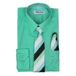 Boy's Dress Shirt/Necktie/Hanky | N°736 | New Aqua