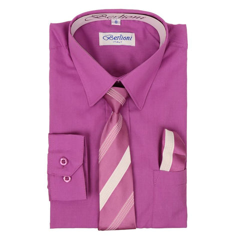 Boy's Dress Shirt/Necktie/Hanky | N°718 | Orchid