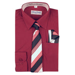 Boy's Dress Shirt/Necktie/Hanky | N°716 | Burgundy