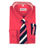 Boy's Dress Shirt/Necktie/Hanky | N°717 | Fuchsia