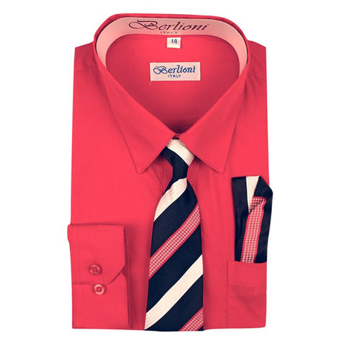Boy's Dress Shirt/Necktie/Hanky | N°717 | Fuchsia