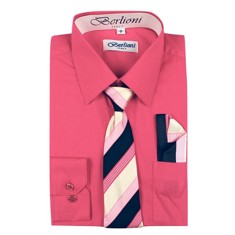 Boy's Dress Shirt/Necktie/Hanky | N°731 | Coral